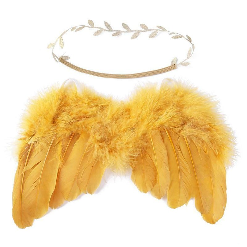 2pcs/Set 0-6M Baby Leaf Hairband Feather Angel Wings Cute Photography Props