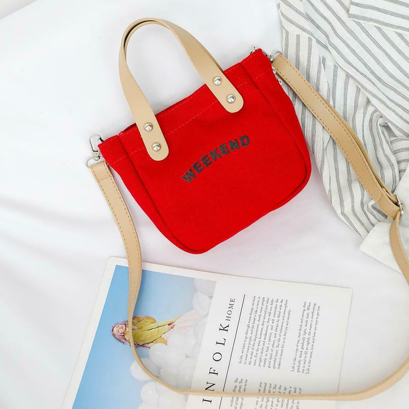 Letter Print Shoulder Satchel Handbags Canvas Women Crossbody Bags (Red)