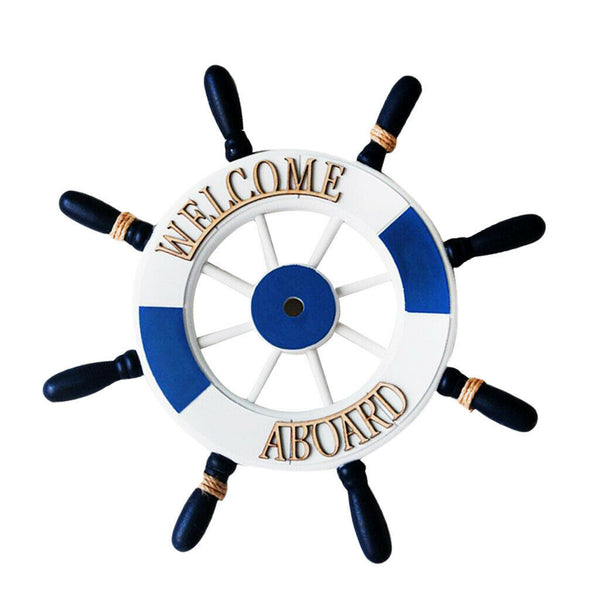 32cm Nautical Beach Wooden Boat Ship Steering Wheel Home Wall Decor