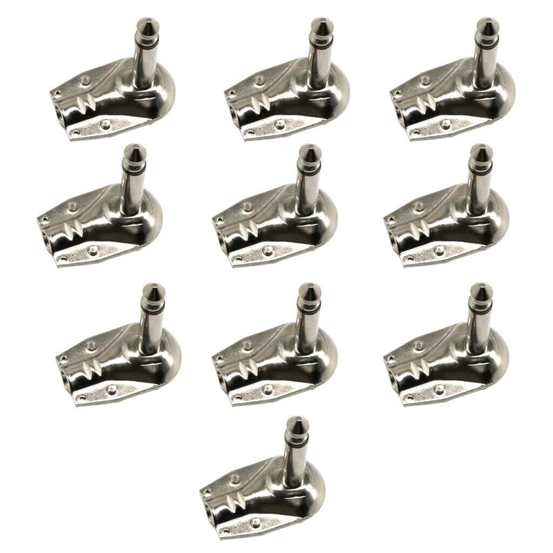 10pcs 1/4'' 6.35 Mm Mono Right Angle Flat Male Connector Solder Lugs
