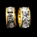 50X 6mm Bling Crystal Rhinestones Spacers Beads Golden Tone For Jewelry Making