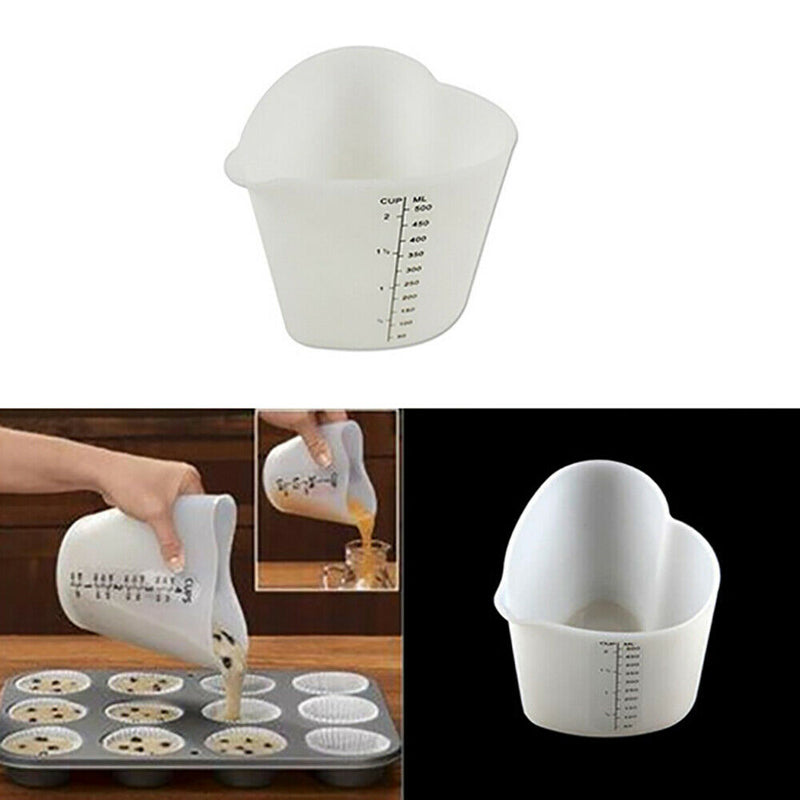 1 x Baking Kitchen 500ml Silicone Measuring Cup Double Scales Stir Pour