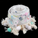 1 Yard Sequins Jacquard Ribbon Trim with Pom Poms Tassel Crafts Supplies