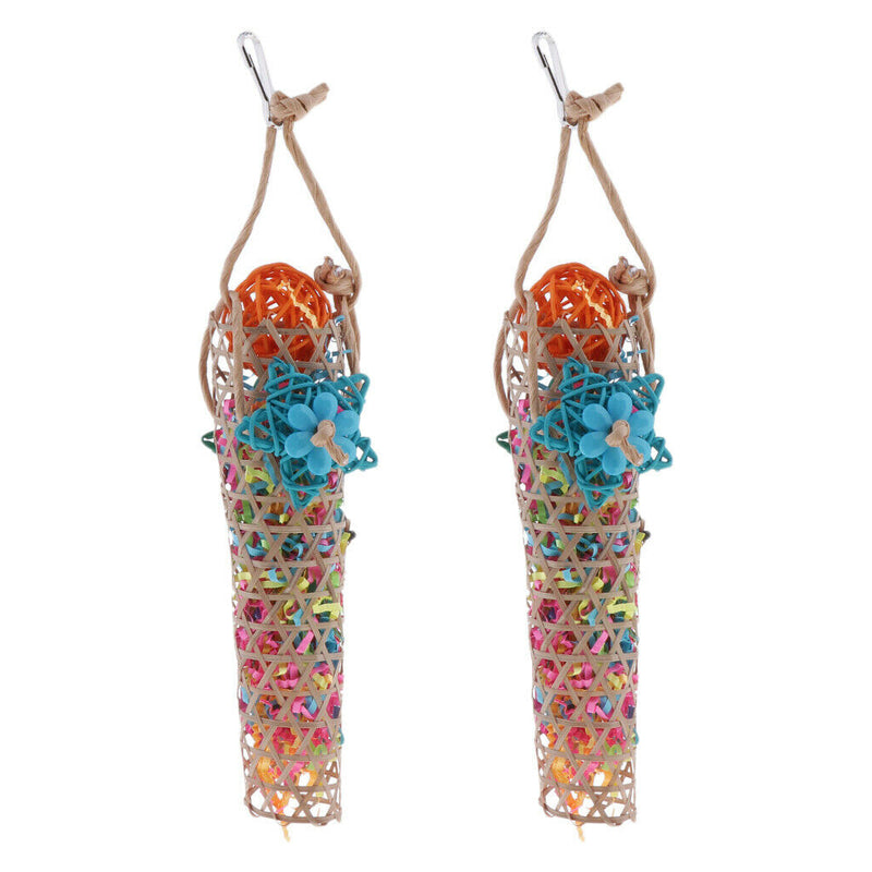 Set Of 2 Rattan Parrots Toys