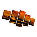 5 Panels HD Modern Abstract Painting Sunset Horse