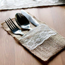 50 pcs Natural Jute Cutlery Knives and Forks Cutlery Set Silverware Bag Hol K2E9