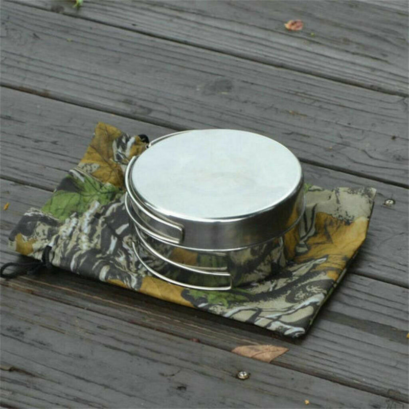 2 Pieces Camping Pot and Pan Set, Non-Stick Backpacking Cookware Mess Kit for