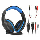 LED Gaming Wired Headphone 3.5mm Over-Ear Earphone Stereo Bass Headset W/ Mic bs