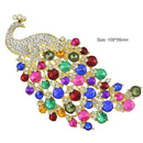 Large Size Peacock Brooch Colorful Crystal Women Wedding Party Jewelry Gift