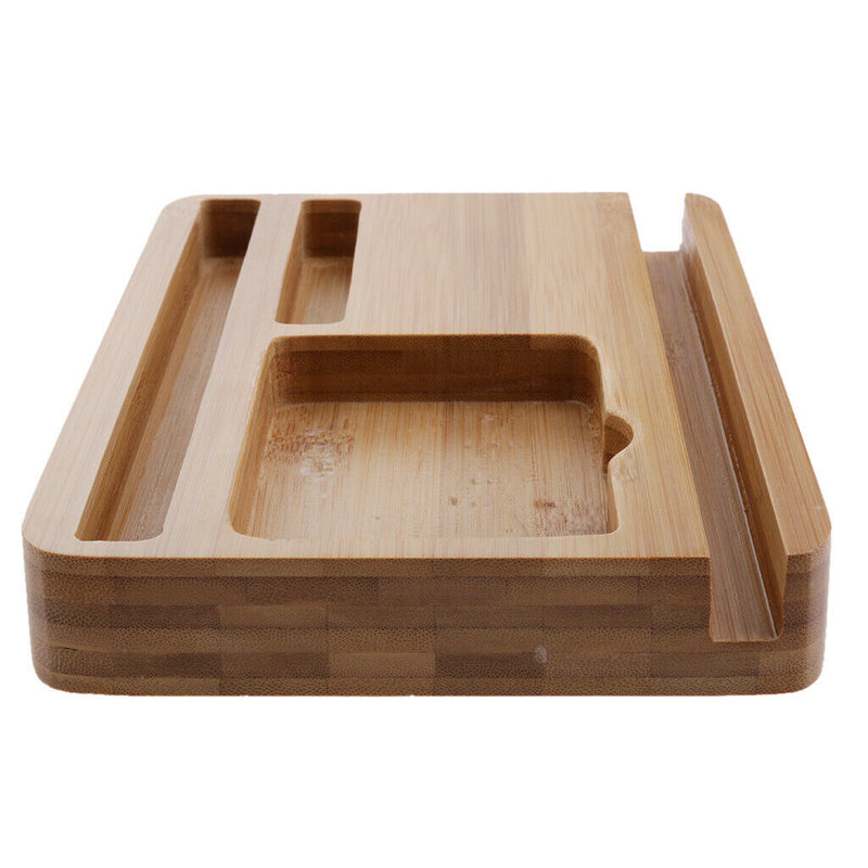 4 In1 Bamboo Desktop Organizer Stand For Mobile Phone, Ipad, Pen, Card
