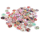 100 Assorted Flower Wooden Painted Buttons Sewing Crafting Scrapbooking 25mm