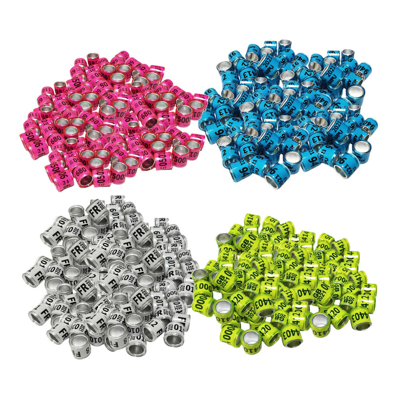 Set of 400 2021 Aluminium Dove Racing Pigeon Leg Rings Bands 8mm Multicolor