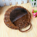 wicker brown wood wall hanging pocket basket flat back door decoration M&O