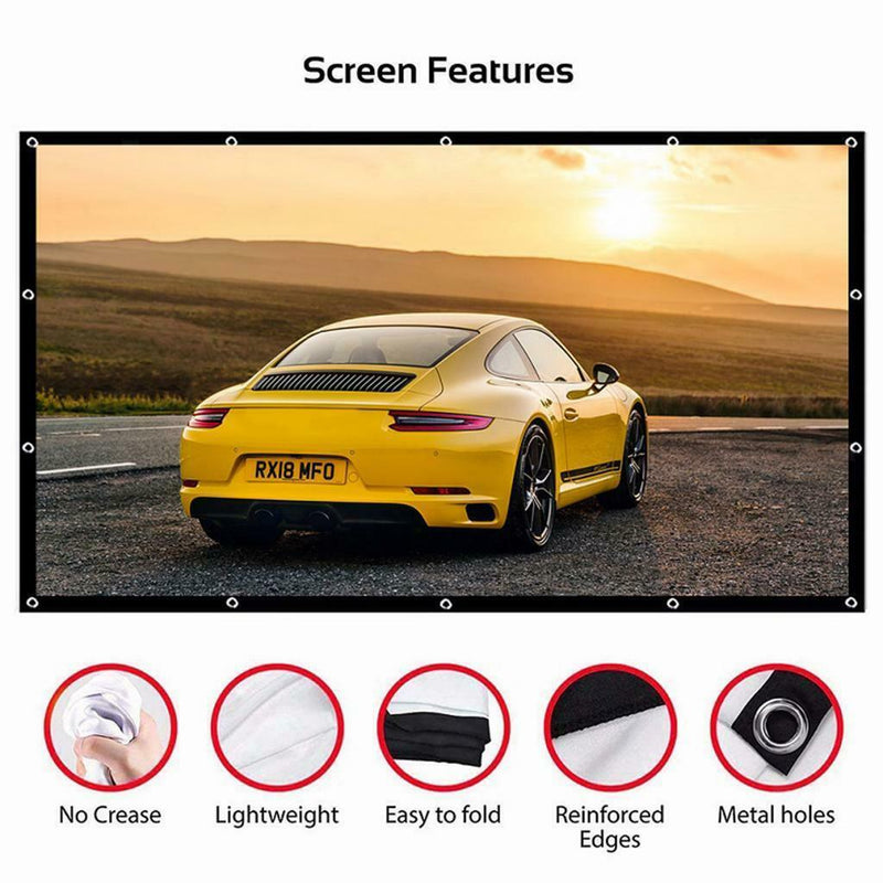 Projector Simple 150" inch 16:9 HD Foldable Screen for Home Theater Office