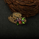 2 Pieces. Women's Fashion Brooch Hat-shaped With Red Crystal Embellishment