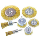 7Pcs Brass Coated Wire Brush Wheel&Cup Brush Set with 1/4-Inch Shank,7 Size