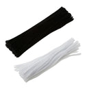 100 Pieces Shilly-stick Chenille Stems Pipe Cleaners Kids DIY Toys - White&Black