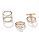 3pcs Simple Geometric Rhinestone Knuckle Ring Women Wedding Jewelry Gift A