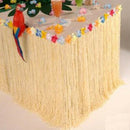 Hawaiian Luau Beige Flower Grass Garden Beach Party Table Skirt Cover Decor