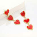 Elegant Red Love Heart Dangles Earrings Pendant Sweet Ear Drop for Women Jewelry