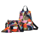 3pcs/set Women Geometric Print School Bags Girls Travel Shoulder Backpacks A