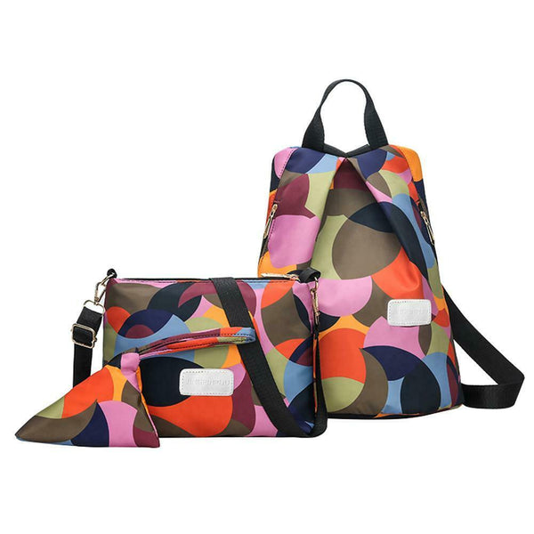 3pcs/set Women Geometric Print School Bags Girls Travel Shoulder Backpacks A#S