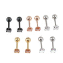 Stainless Steel Cubic Zirconia Ear Stud Bar Earrings, 5 Pairs