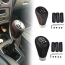 5 Speed Black Leather Universal Aluminum Manual Car Gear Shift Knob New