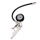 Lock On Chuck Flexible Hose Tire Inflator with Air Pressure Gauge Pistol