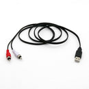 Type-A USB2.0 to 2-Male RCA Adapter Audio Stereo Cable Splitter - 1.5m