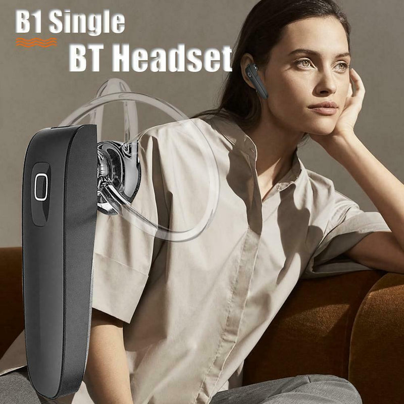 B1 Bluetooth Headset Wireless Noise Reduction w/Mic Handsfree Earbud Earphone
