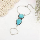 Boho Turquoise Hand Harness Bracelet Bangle Slave Chain Link Finger Ring Br