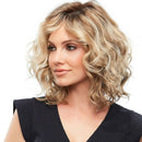 Fashion Women Short Blonde Curly Wigs Side Part Wavy Hair Shoulder Length Casual