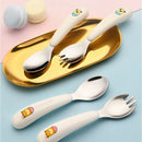 2pcs Portable Cute Kids Lunch Stainless Steel Spoon Fork Tableware Cutle UIS