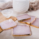 2Pcs Agate Slice Pink Agate Coaster Teacup Tray Decorative Design Stone Coa Z3B1