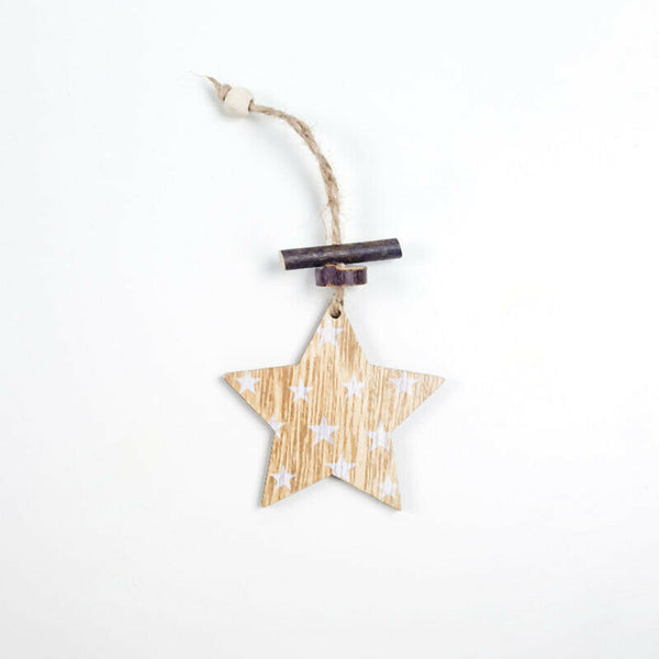 1 Set 6Pcs Christmas Tree Decorations Ornaments Hemp Rope Wooden Printing O H6J1