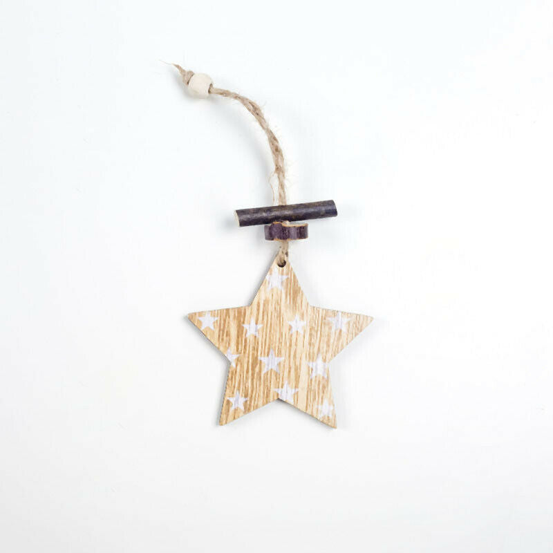 1 Set 6Pcs Christmas Tree Decorations Ornaments Hemp Rope Wooden Printing O H6J1