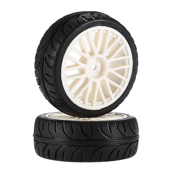 1 Pair Rubber Tyres Wheels for 1/10 RC Car Truck Parts HPI HSP Hobao Savage XS