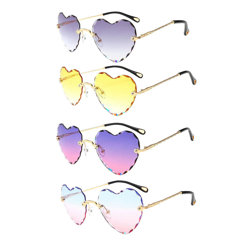 Set of 5 Heart Frame Rimless Sunglasses Classic Tinted Lens Eyewear Shades