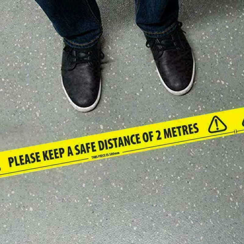 Keep 2 Metres Distance Warning Tape Floor Marking Social Distancing 33M K6X R4K6