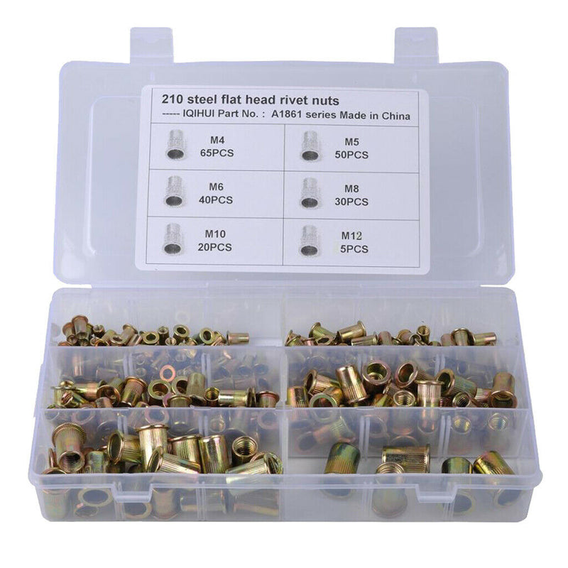 105 Pairs M4-M12 Rivnuts Blind Nutserts Threaded Rivet Nuts Carbon Steel