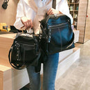 Retro Ladies Backpack Pu Leather Shoulder Bag Simple Casual School Bag Fema