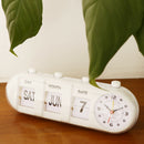 Creative Manual Flip Clock Simple Desk Down Page Clocks Table Clock-White