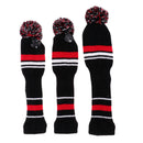3Pcs Golf Club Pom Pom Head Cover Knit Cover For Driver Fairway Wood Covers Red
