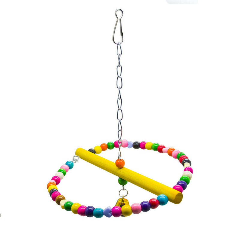 Fun Wooden Swing Bird Stand Parrot Cage Toys for Small to Large Birds Random