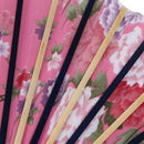 Chinese Japanese Fabric Bamboo Folding Hand Held Fan Pink I8E8