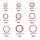 200X Flat Ring Gasket Set Assorted Solid Copper Car Crush Engine Seal Q9A2