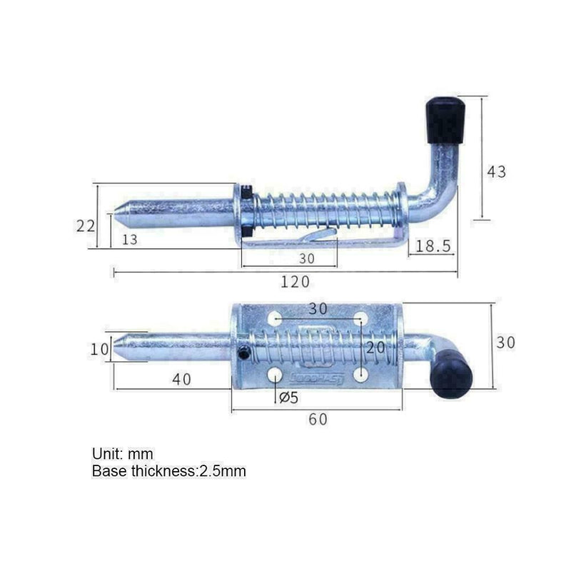 Metal Lock Barrel Bolt Spring Loaded Latch Long w/ Grip ght Heavy Duty