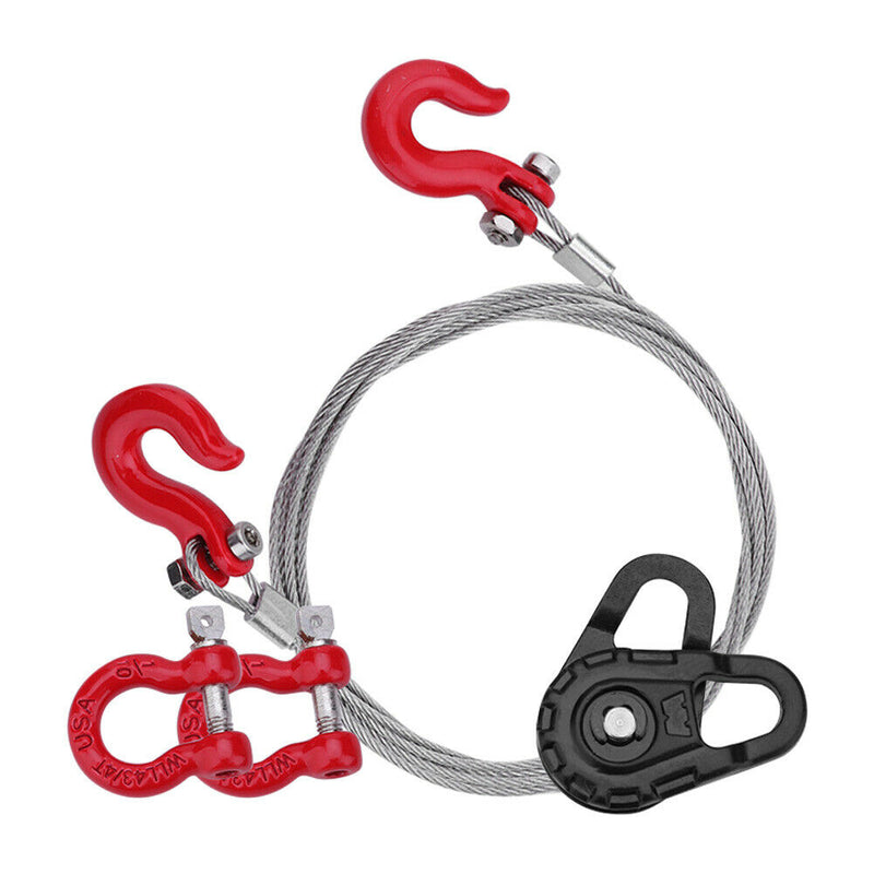 3 in 1 RC Truck Rescue Equipment Winch Snatch Block D-Ring Trailer Shackles Hook
