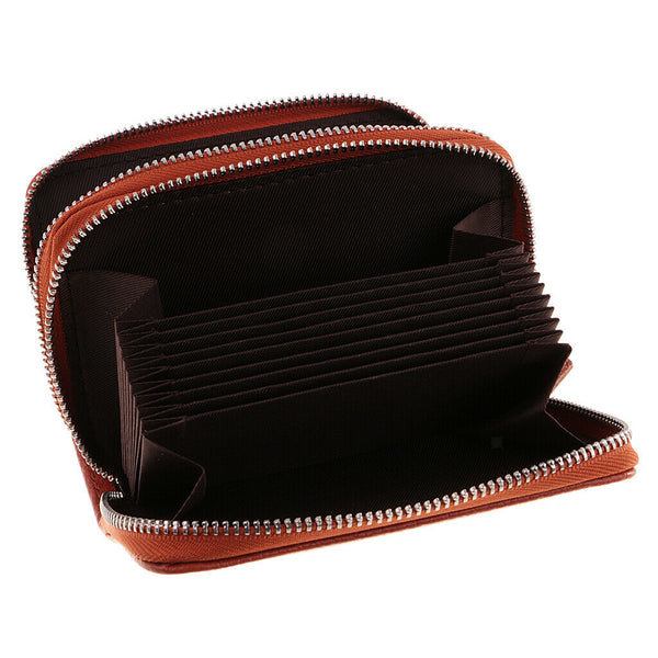 Leather Unisex Credit Card Holder Zipper Wallet Business Cards Case Purse Travel